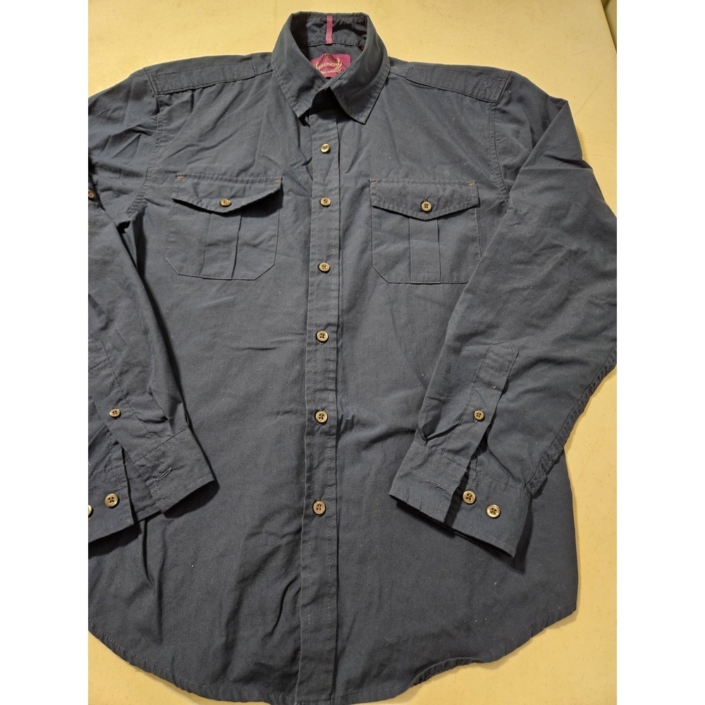 Bruno New York Button-Up Long Sleeve Blouse Dark Blue (A586)